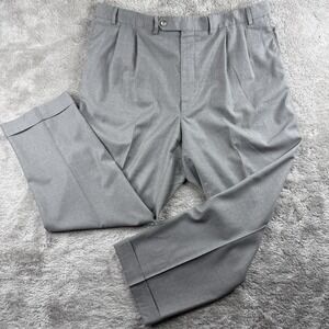 Samuelsohn Colombo Icewool 150s Dress Pants Mens 40x27 Gray Pleated Wool Italy